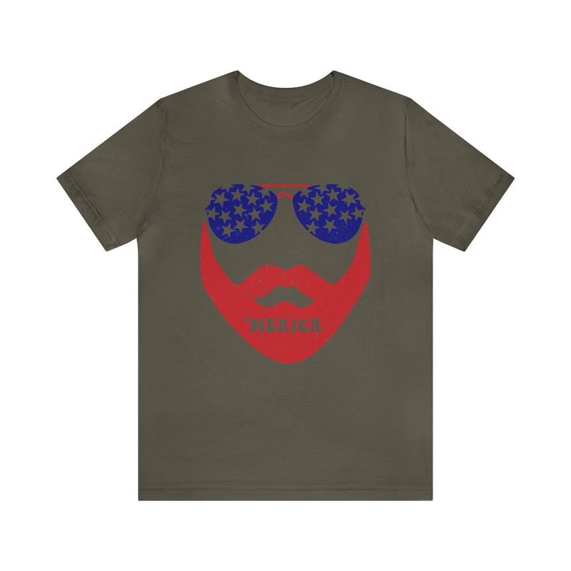 All American Beared Man Graphic Tee 4th of July Dad Family Tshirt Beard Guy 'Merica Independence Day Shirt Daddy & Me USA Flag Red White - 4.jpg