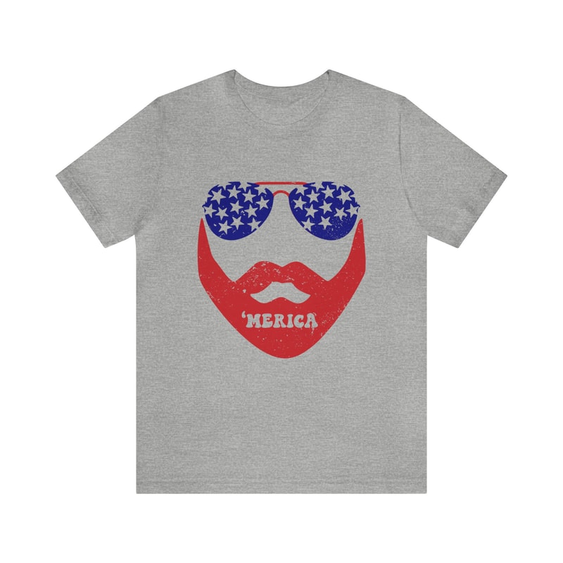 All American Beared Man Graphic Tee 4th of July Dad Family Tshirt Beard Guy 'Merica Independence Day Shirt Daddy & Me USA Flag Red White - 6.jpg