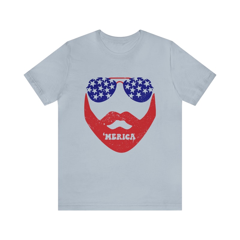 All American Beared Man Graphic Tee 4th of July Dad Family Tshirt Beard Guy 'Merica Independence Day Shirt Daddy & Me USA Flag Red White - 8.jpg