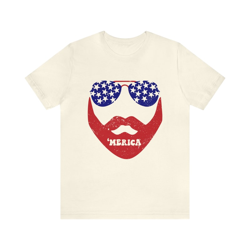 All American Beared Man Graphic Tee 4th of July Dad Family Tshirt Beard Guy 'Merica Independence Day Shirt Daddy & Me USA Flag Red White - 9.jpg