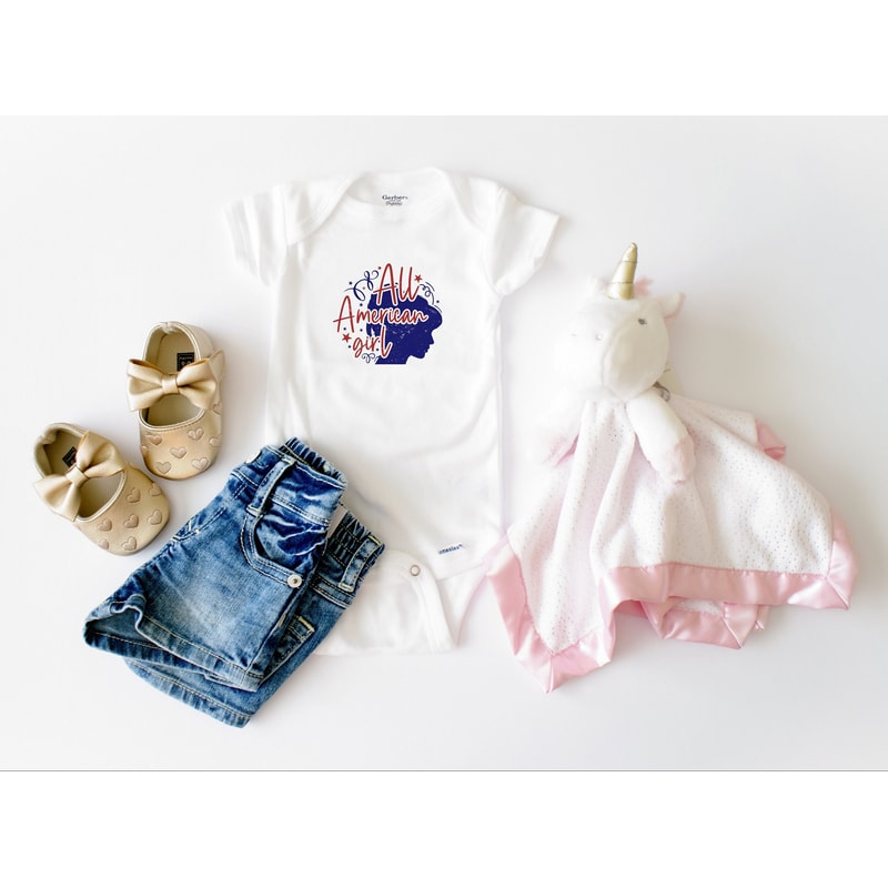 All American Girl Baby Graphic Bodysuit 4th of July Infant Shirt Independence Day Womens Freedom Shirt USA Flag Red White Blue Live Free - 2.jpg