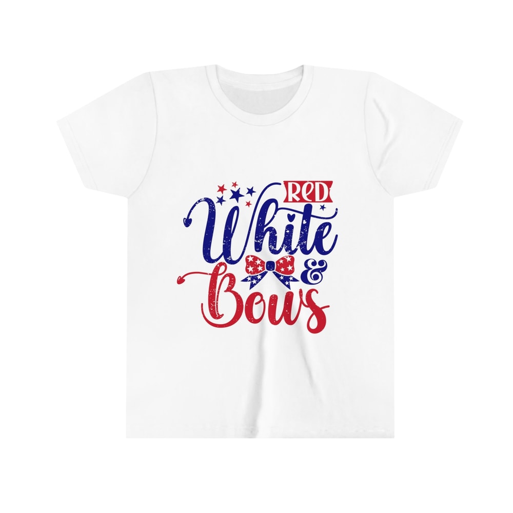 All American Girl Premium Kid Tshirt Red White & Bows 4th of July Tee Super Soft Cotton Family Matching for Kids Freedom Shirt USA - 2.jpg