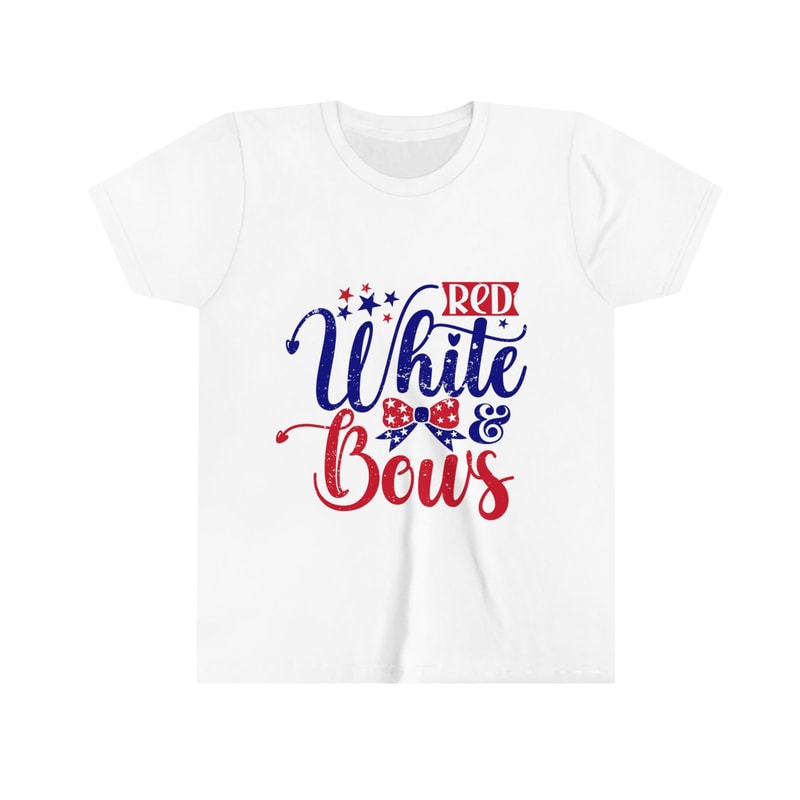 All American Girl Premium Kid Tshirt Red White & Bows 4th of July Tee Super Soft Cotton Family Matching for Kids Freedom Shirt USA - 2.jpg