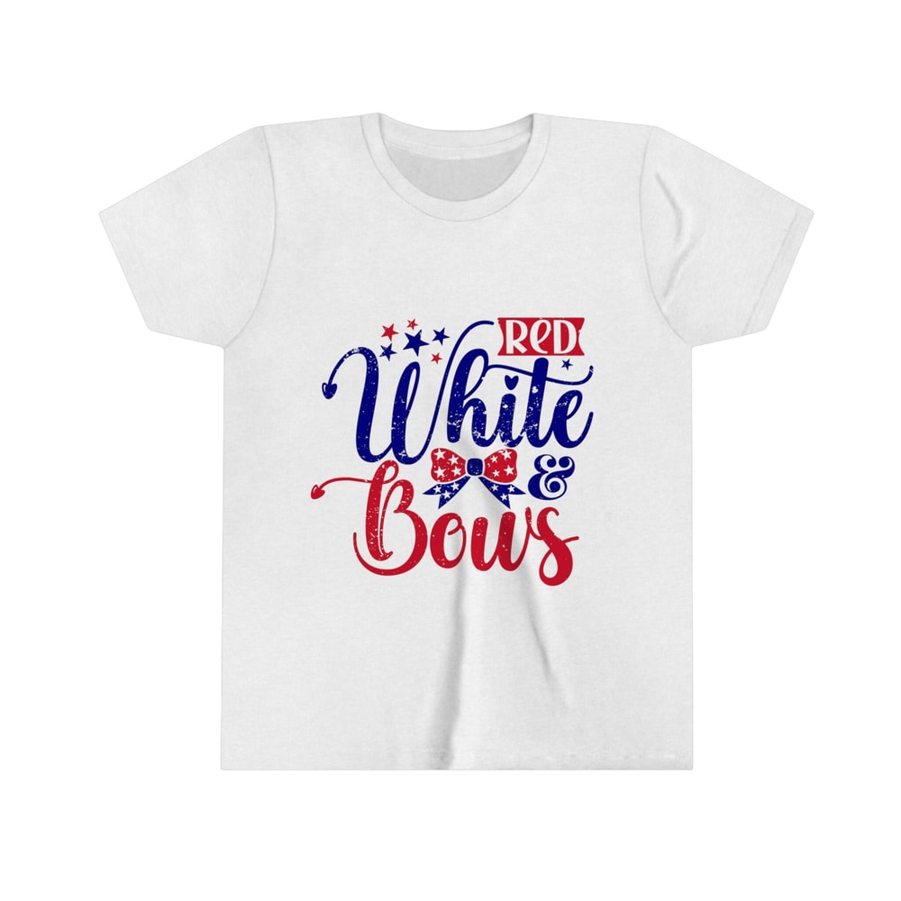 All American Girl Premium Kid Tshirt Red White & Bows 4th of July Tee Super Soft Cotton Family Matching for Kids Freedom Shirt USA - 5.jpg