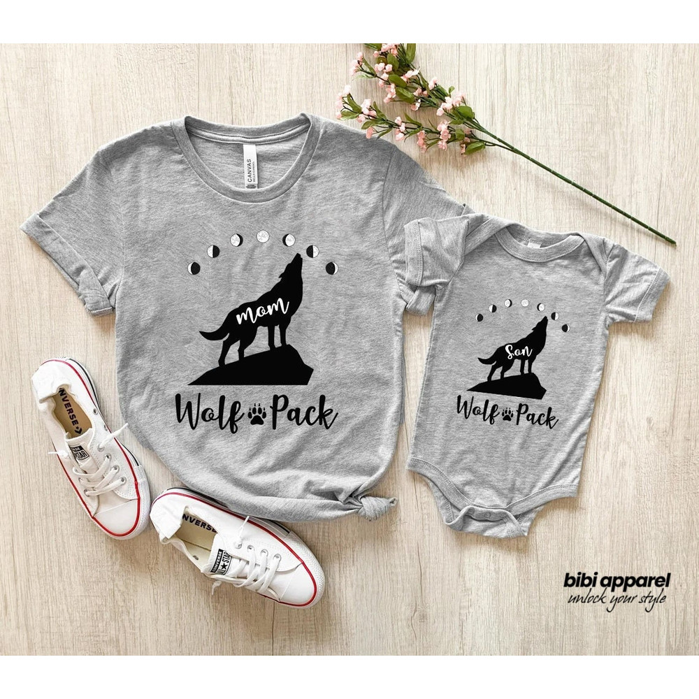 Wolf Pack Shirts, Family Matching T-Shirts, Mama Wolf, Papa Wolf, Family Shirts, Matching Family Outfit, Family Wolf Pack Tees - 1.jpg
