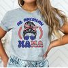 All American Mama Graphic Tee 4th of July Mom Messy Bun Family Tshirt Independence Women's Freedom Shirt Mommy & Me USA Flag Red White Blue - 2.jpg