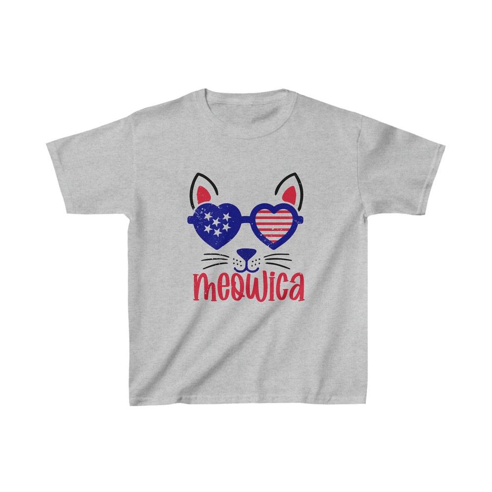 All American Meow Unisex Tshirt for Kid Boy or Girl 4th of July Tee Heavy Cotton Family Matching for Kids Freedom Shirt USA - 3.jpg