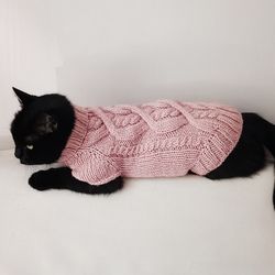 Cat sweater Cat clothes Knitted sweater for cat Pet jumper for cat Sphynx cats sweaters Cable sweater for cat outfit