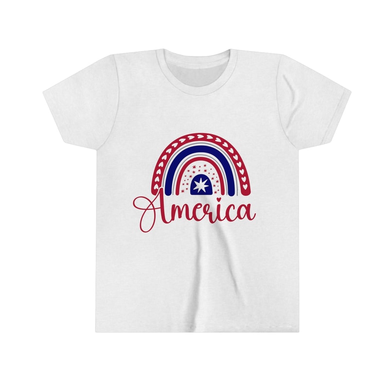 All American Rainbow Premium Kid Tshirt Unisex Youth 4th of July Tee Super Soft Cotton Family Matching for Kids Freedom Shirt USA - 1.jpg