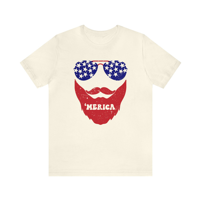 All American Slim Beard Man Graphic Tee 4th of July Dad Family Tshirt Beard Guy 'Merica Independence Day Shirt Daddy & Me USA Flag Red Blue - 6.jpg