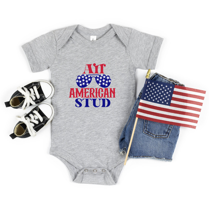 All American Stud Tshirt for Baby Boy 4th of July Tee Heavy Cotton Family Matching for Kids Freedom Shirt USA Infant - 1.jpg