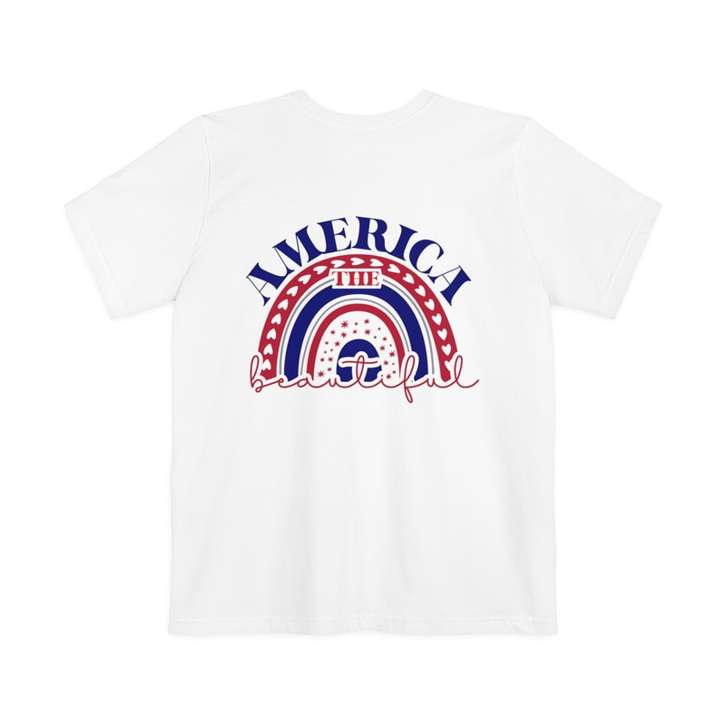 All American Womens Rainbow Graphic Pocket Tee with Back Design 4th of July Mom and Me Tshirt Soft Slim Fit Independence Day Freedom USA - 3.jpg