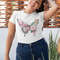 Butterfly Flower T-Shirt for Her Floral Tee Pastel Garden Tshirt Feminine Artsy Design Nature Lover Shirt Pink Floral Graphic Tee Live Free - 1.jpg