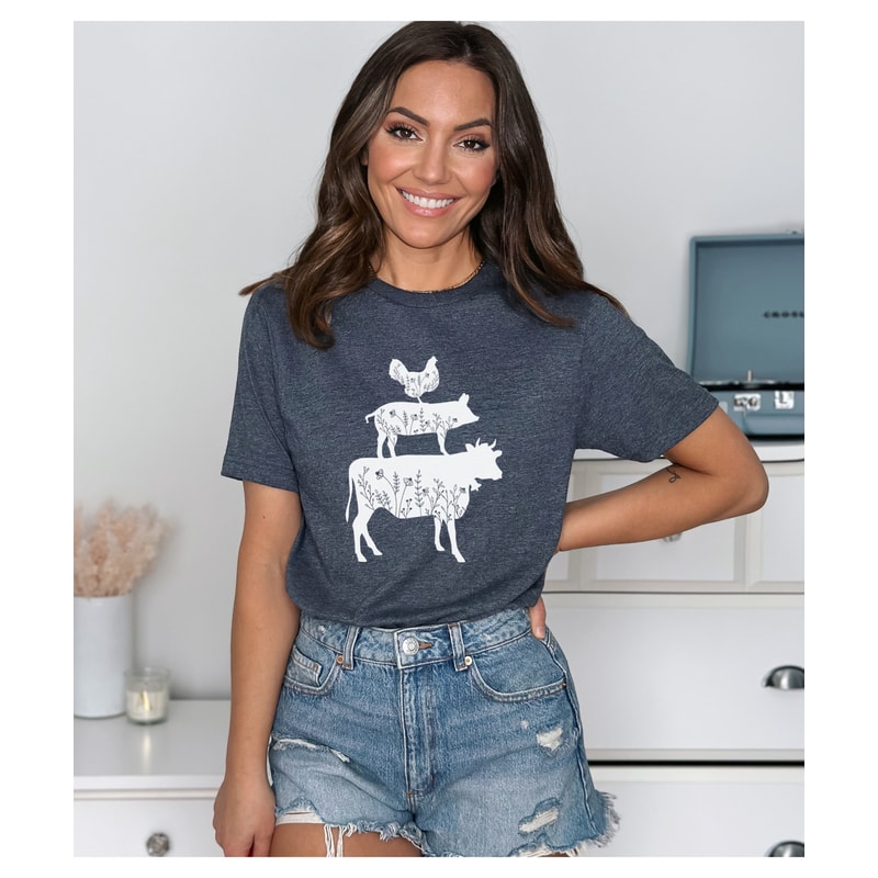 Chicken Pig Cow Wildflower Sweatshirt for Farm Lady T-Shirt Floral Barn Animals Lover Sweater Cow Pig Chicken Flowers Farm Animals Shirts - 7.jpg