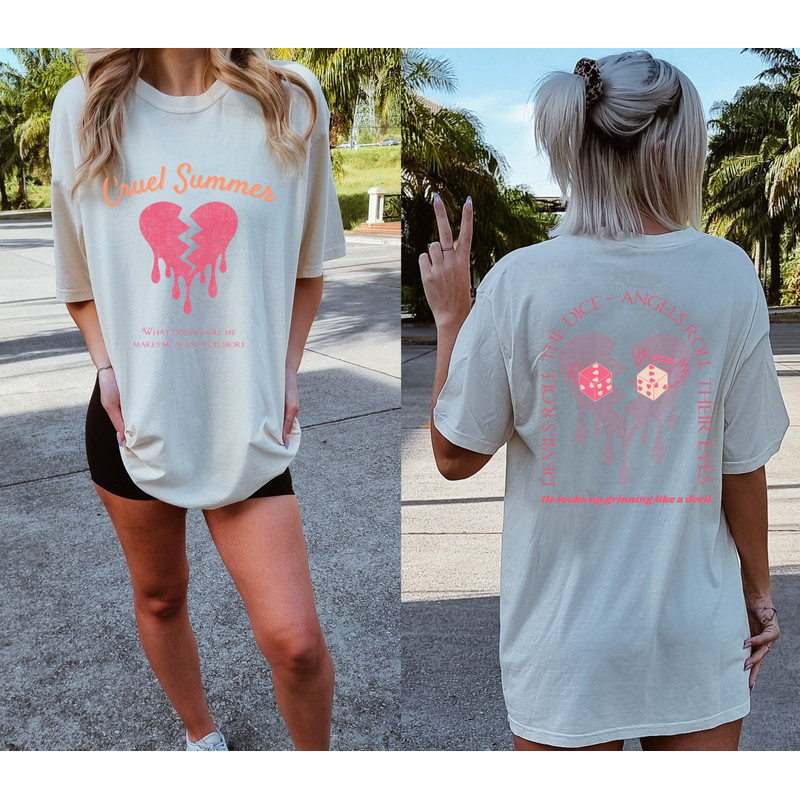 Comfort Colors Cruel Summer Bleeding Heart Tshirt Taylor Swift Lover Merch The Eras Tour Concert Tee Devils Angels Roll Swiftees Swiftie - 1.jpg