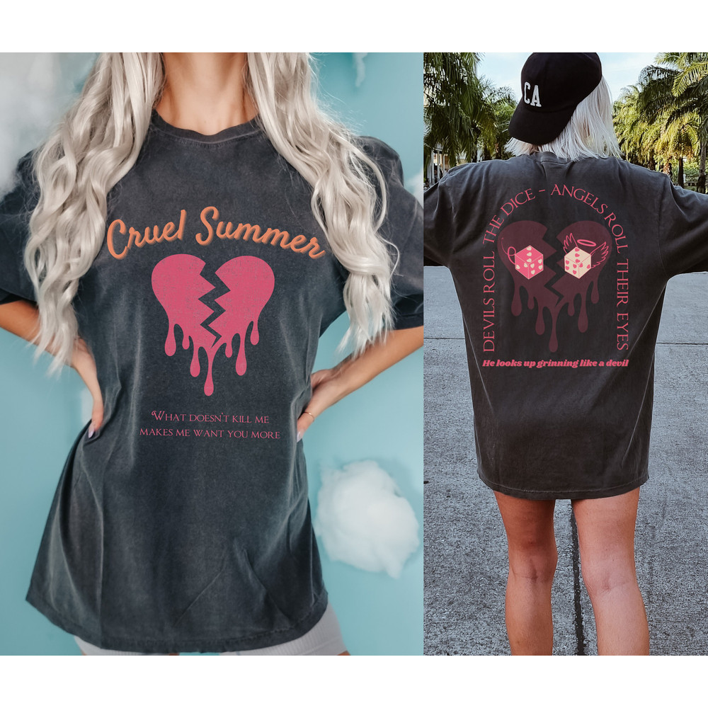 Comfort Colors Cruel Summer Bleeding Heart Tshirt Taylor Swift Lover Merch The Eras Tour Concert Tee Devils Angels Roll Swiftees Swiftie - 2.jpg
