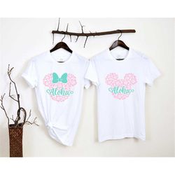 disney aloha shirt, mickey hawaii  t-shirt, minnie hawaii shirt, disney aloha couple tee.