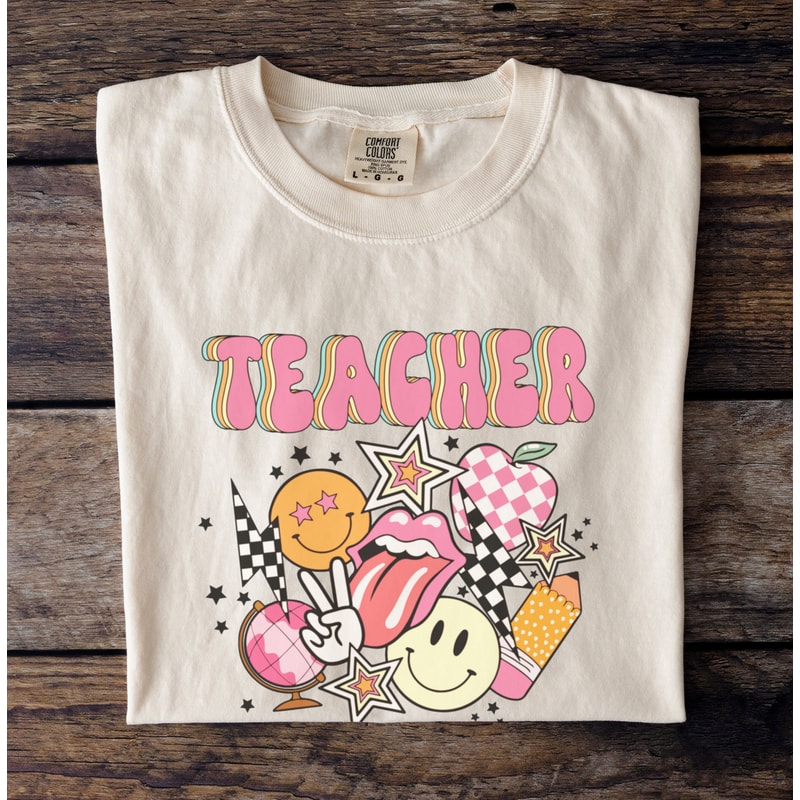 Comfort Colors Teacher Back to School Retro Tshirt Lightening Bolt Tee Shirt 1st Day of School Shirt Elementary Teacher First Day of School - 4.jpg