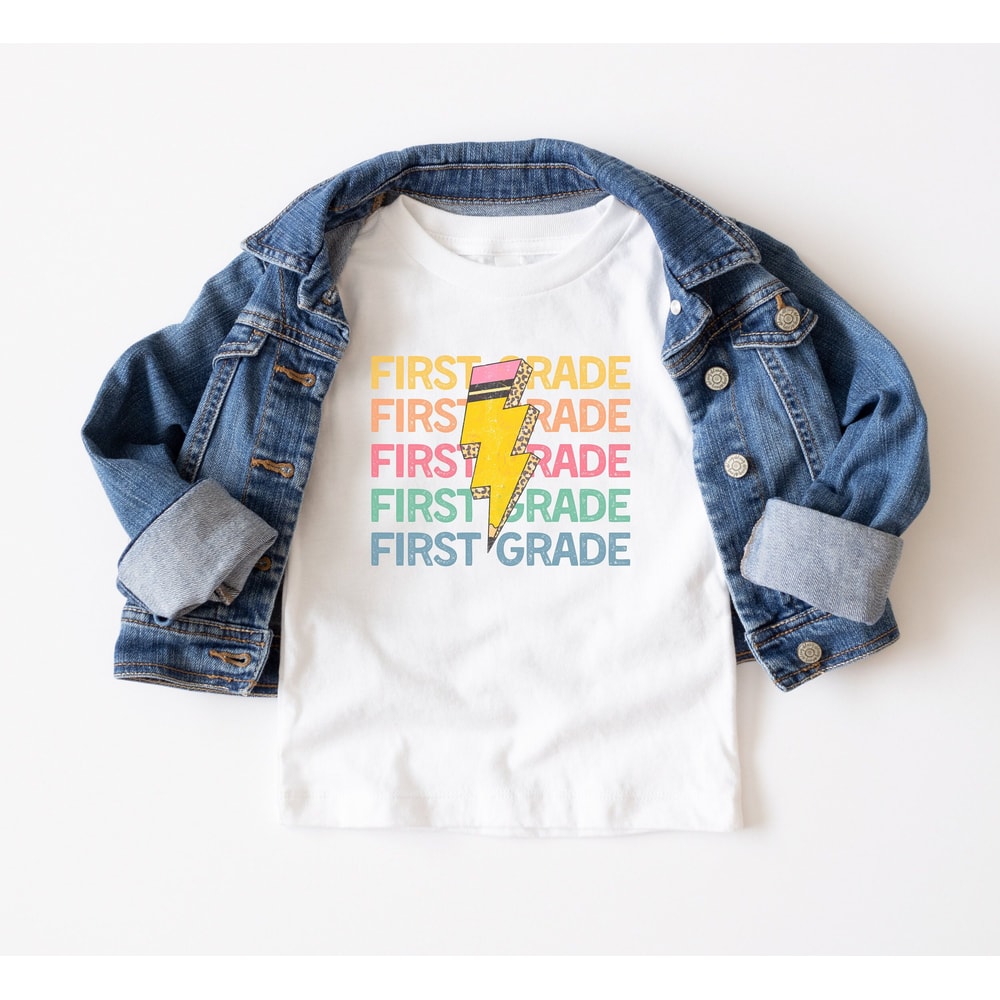 Custom Back to School Grade Tshirt Retro Pencil Lightening Bolt First Day of School Shirt Elementary Kindergarten 1st 2nd 3rd 4th 5th Middle - 4.jpg