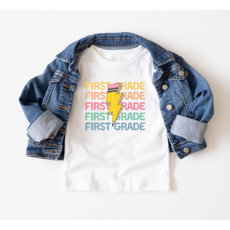 Custom Back to School Grade Tshirt Retro Pencil Lightening Bolt First Day of School Shirt Elementary Kindergarten 1st 2nd 3rd 4th 5th Middle - 4.jpg