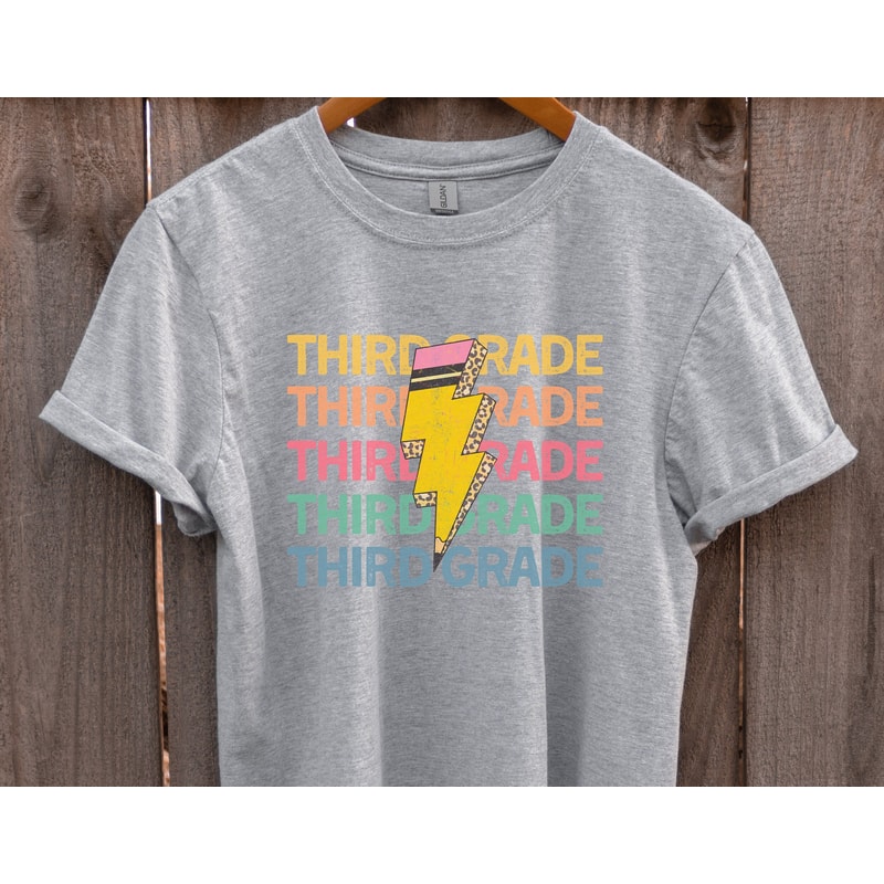 Custom Back to School Grade Tshirt Retro Pencil Lightening Bolt First Day of School Shirt Elementary Kindergarten 1st 2nd 3rd 4th 5th Middle - 5.jpg