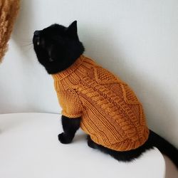 Cat sweater clothes for cats Sweaters for cats pets small dogs Hand knitting cat sweaters Aran sweater for cats handknit