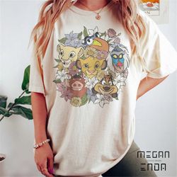 Vintage Disney Lion King Comfort Color Shirt, Retro Lion King Floral Shirt, Simba Timon Pumbaa, Animal Kingdom Shirt, Di