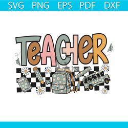 groovy daisy flower teacher back to school svg digital file