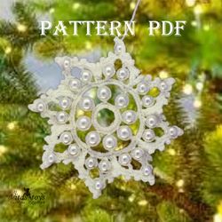 Crochet Snowflake applique Winter Decor PDF Christmas Snow Flake
