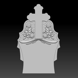 3D STL Model Tombstone with Roses and Cross for CNC Router Engraver Carving Artcam