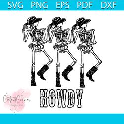 vintage howdy cowboy skeleton svg cutting digital file