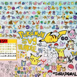 pokemon svg bundle, 350pokemon svg files, pokemon clipart, pikachu svg, pokemon layered svg bundle.