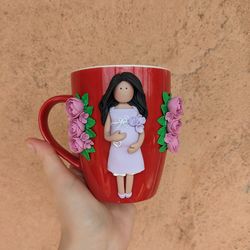 personalized gift for mother, mothers day present, custom handmade mum mug, new mum party baby shower, newborn gift idea