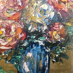 colourful flowers original oil painting,aceo painting,unique handmade gift.
