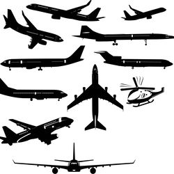 airplane silhouette vector file for laser engraving, cnc router, cutting, engraving file