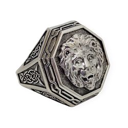 men's ring lion, code km1780md, completely 925 sterling silver