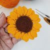 Sunflower crochet pattern, Autumn flower cottagecore decor, Large  sunflower crochet applique.