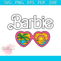 barbie glasses retro logo cropped svg summer vibes svg file