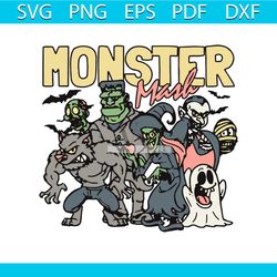 vintage monster mash retro halloween monster squad svg