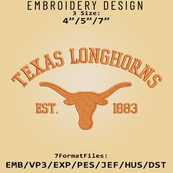Texas Longhorns embroidery design, NCAA Logo Embroidery Files, NCAA Texas Longhorns, Machine Embroidery Pattern