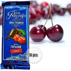 "Spartak" Bitter chocolate with cherries Cocoa content 56 percent. 10 pieces/ 31,74 oz