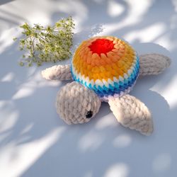 Plush turtle - rainbow crochet. Amigurumi plush turtle.