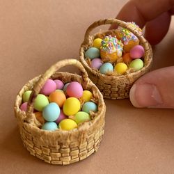 Doll Miniature Easter basket for doll games, dollhouse, scale 1:12