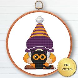 Halloween Gnome Cross Stitch Pattern