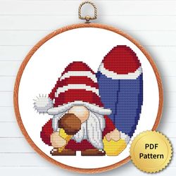 Summer Gnome Cross Stitch Pattern