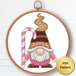 Sweet Coffee Gnome Cross Stitch Pattern