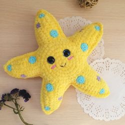 Crochet starfish, Starfish pillow, Starfish plush, Crochet sea animals, Ocean nursery decor, Baby shower gift, Birthday