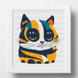 cat cross stitch pattern, counted cross stitch, cute kitten, modern cross stitch pattern, pdf