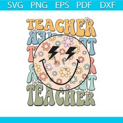 retro teacher back to school svg teacher smiley face svg files