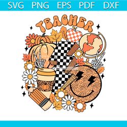 retro fall vibes teacher svg back to school autumn svg file